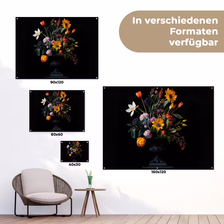 Zonnebloemen - Boeket - Kleurrijk tuinposter los doek klein -Xsfeer9_DE