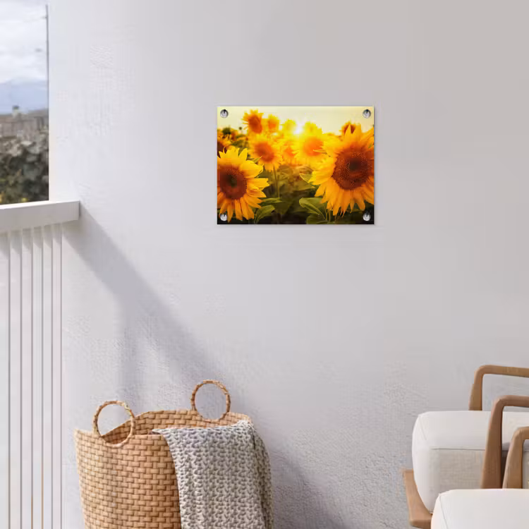 Zonnebloemen in het zonlicht tuinposter los doek klein -sfeer8