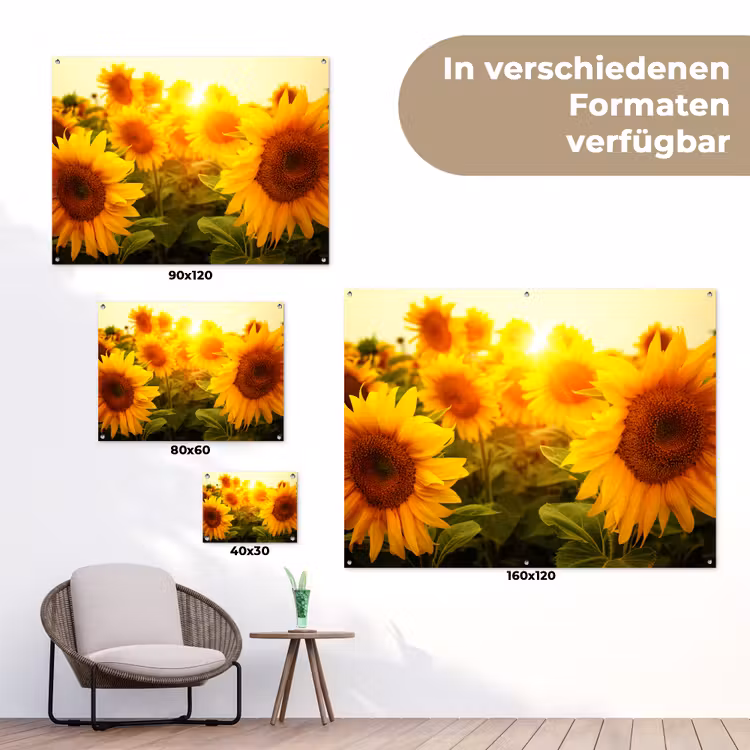 Zonnebloemen in het zonlicht tuinposter los doek klein -Xsfeer9_DE