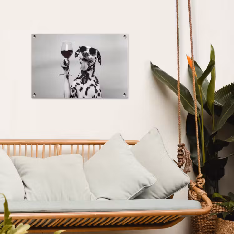 Zonnebril - Dalmatiër - Wijnglas - Tong tuinposter los doek klein -sfeer7