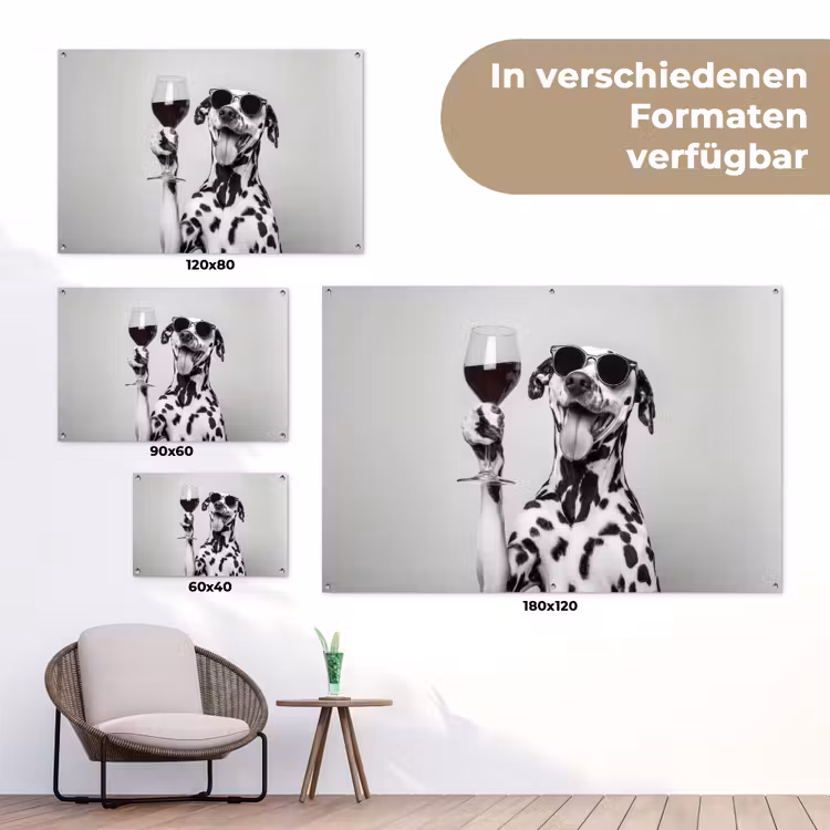 Zonnebril - Dalmatiër - Wijnglas - Tong tuinposter los doek klein -Xsfeer9_DE