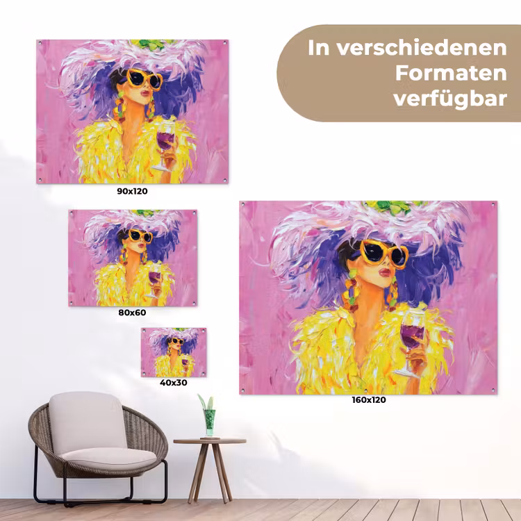 Zonnebril - Vrouw - Jas - Veren tuinposter los doek klein -Xsfeer9_DE