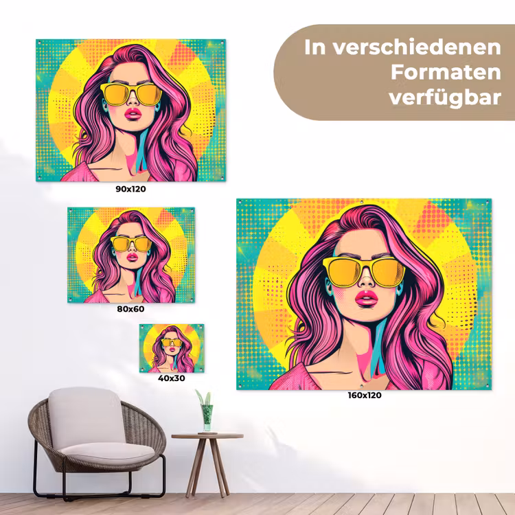 Zonnebril - Vrouw - Zonnig - Geel tuinposter los doek klein -Xsfeer9_DE
