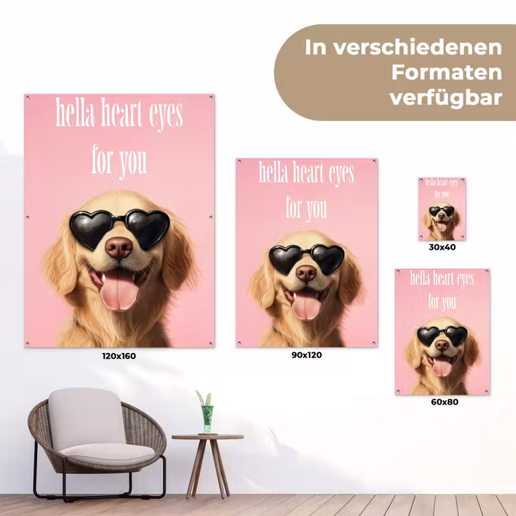 Zonnebril - Hartjes - Hond - Valentijn tuinposter los doek klein -Xsfeer9_DE