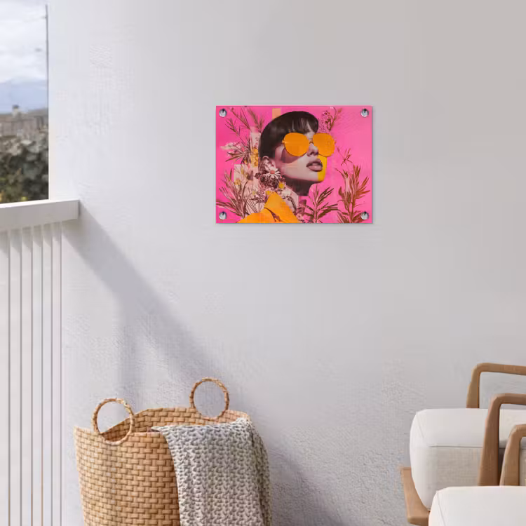 Zonnebril - Oranje - Vrouw - Planten tuinposter los doek klein -sfeer8