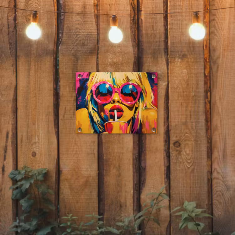 Zonnebril - Roze - Vrouw - Rietje tuinposter los doek klein -sfeer1
