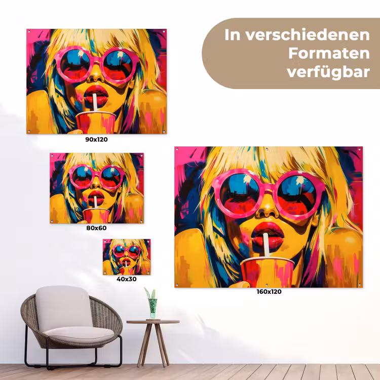 Zonnebril - Roze - Vrouw - Rietje tuinposter los doek klein -Xsfeer9_DE