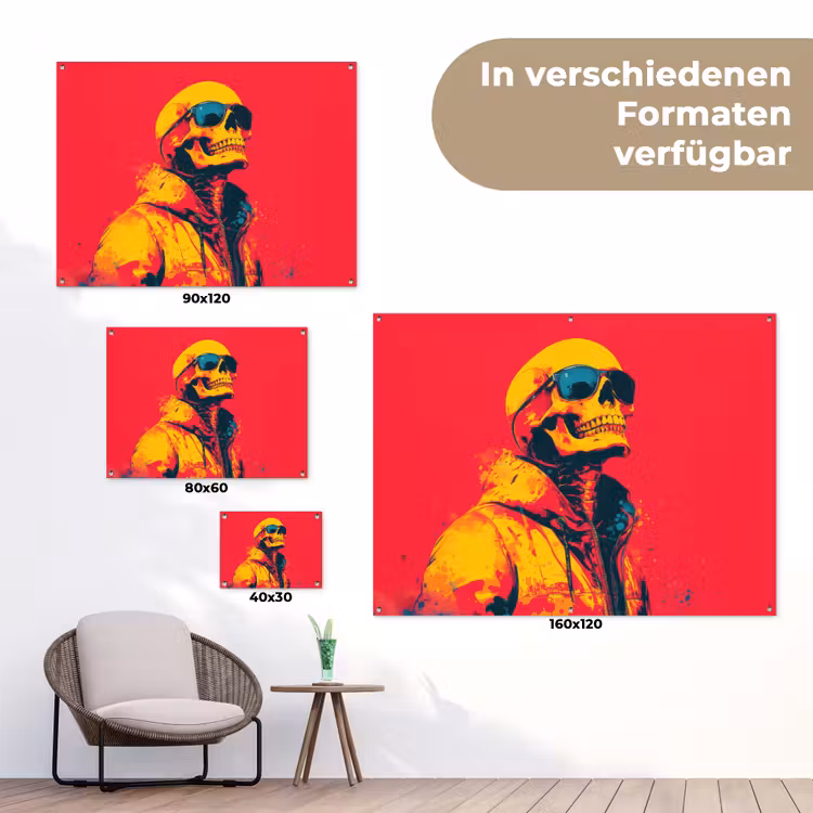 Zonnebril - Schedel - Jas - Rood tuinposter los doek klein -Xsfeer9_DE
