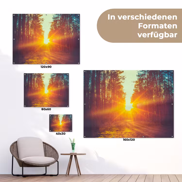 Zonsondergang - Bomen - Bos - Natuur tuinposter los doek klein -Xsfeer9_DE