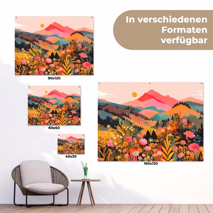 Zonsondergang - Bergvallei - Contrast tuinposter los doek klein -Xsfeer9_DE
