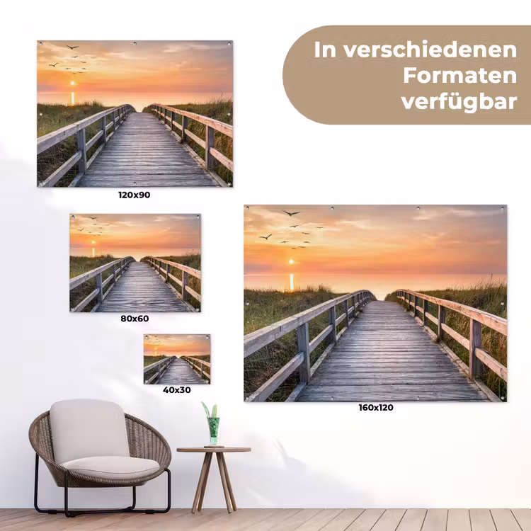 Zonsonderang - Zee - Pad - Gras - Duin - Vogels tuinposter los doek klein -Xsfeer9_DE