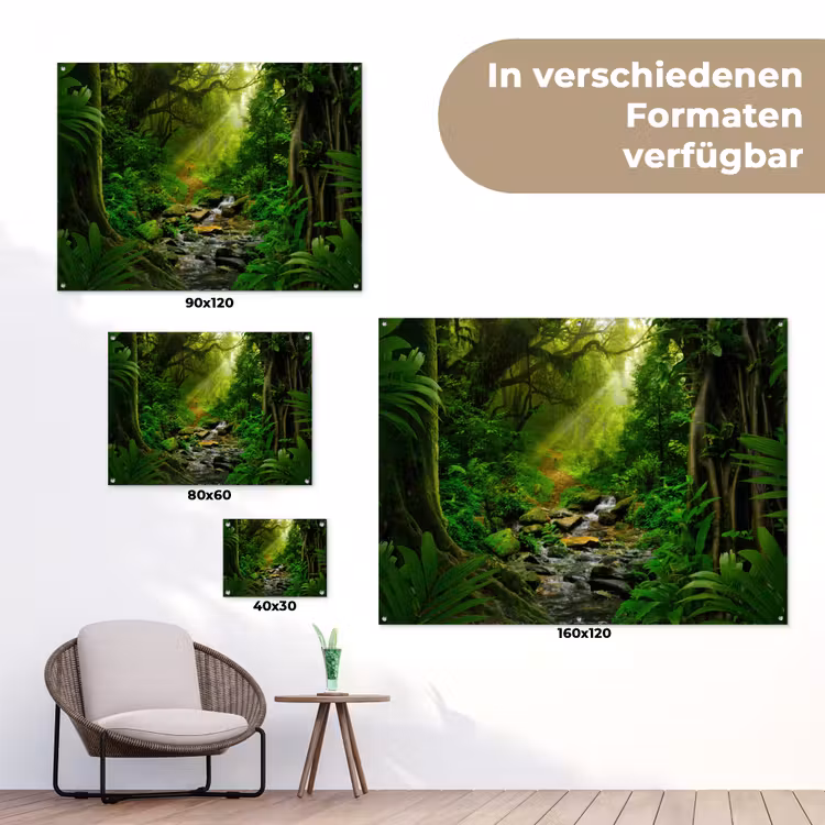 Zonnige Stralen in het Regenwoud tuinposter los doek klein -Xsfeer9_DE