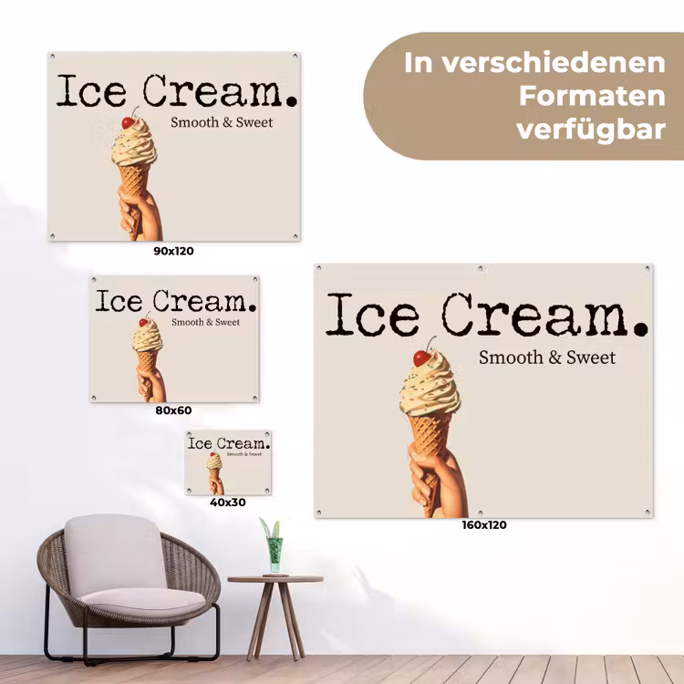 Ice cream - Softijs - Kleurrijk - Kers tuinposter los doek klein -Xsfeer9_DE