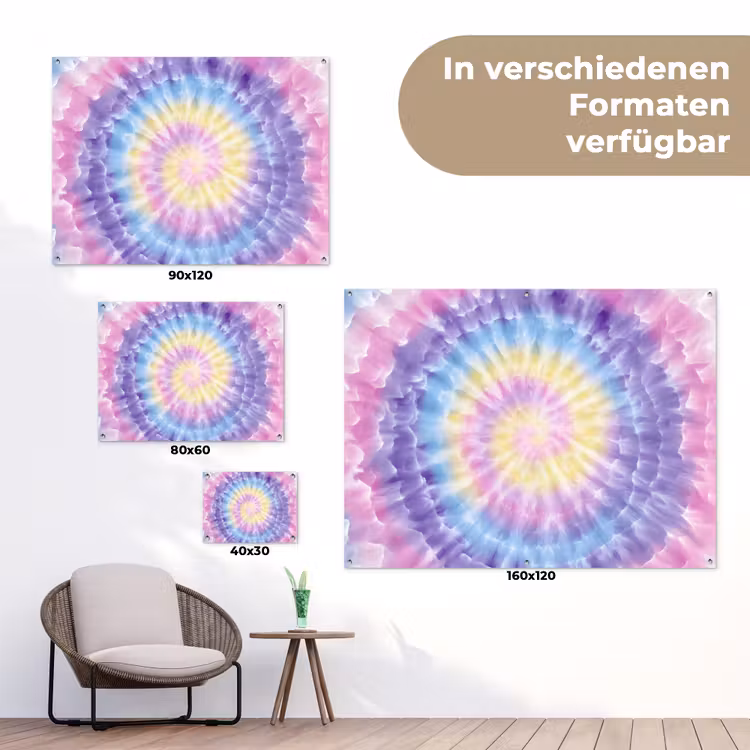 Spiraal - Tie dye - Pasteltinten tuinposter los doek klein -Xsfeer9_DE