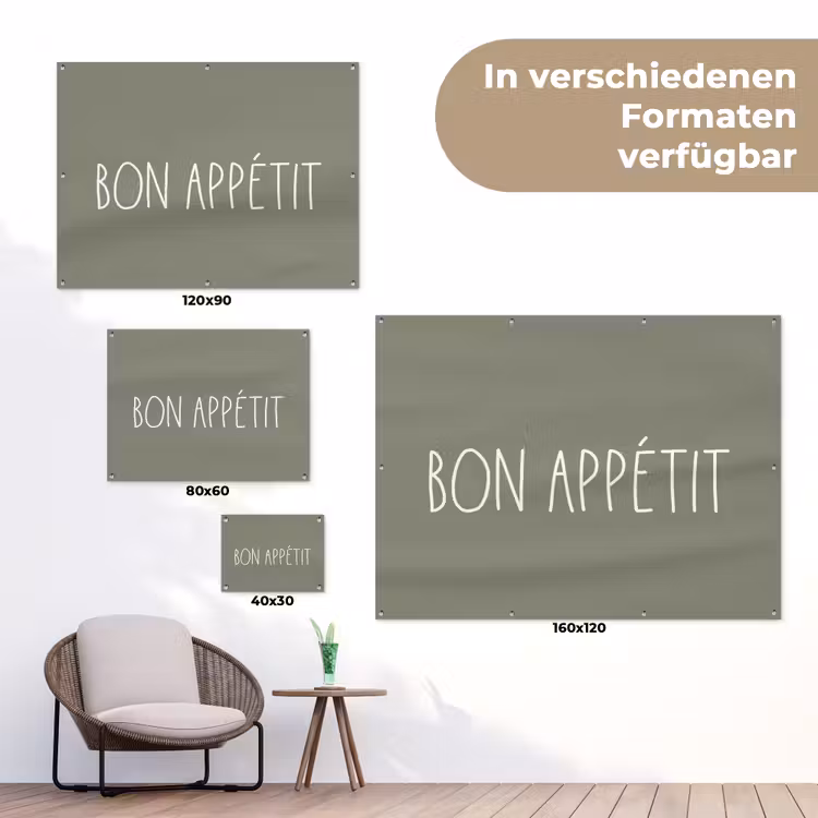 Spreuken - Bon appétit - Quotes - Eet smakelijk - Eten tuinposter los doek klein -Xsfeer9_DE