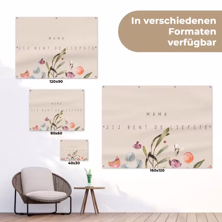 Spreuken - Mama jij bent de liefste - Quotes - Moeder tuinposter los doek klein -Xsfeer9_DE