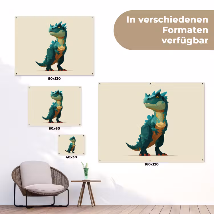 Stekels - Dino - Blauw - Gespierd tuinposter los doek klein -Xsfeer9_DE