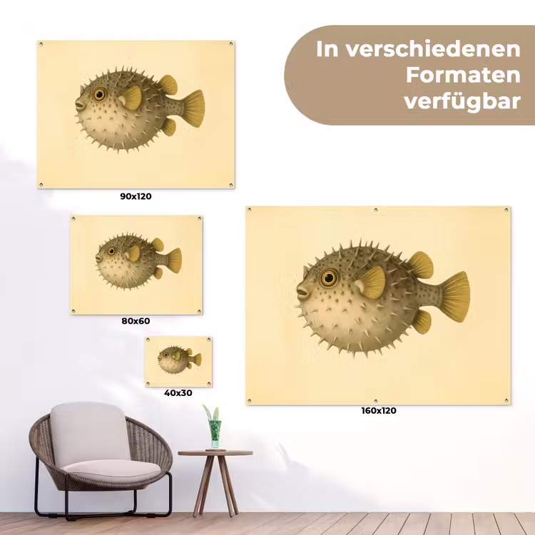 Stekels - Vis - Opgeblazen - Bruin tuinposter los doek klein -Xsfeer9_DE