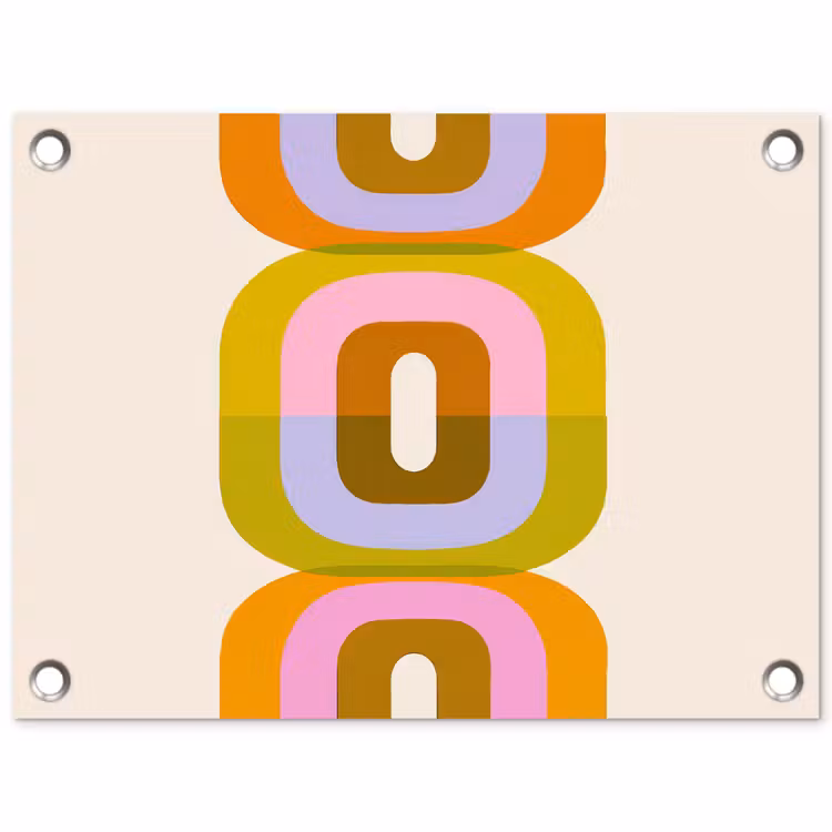 Stapel - Vormen - Geblokt - Oranje tuinposter los doek klein -3d
