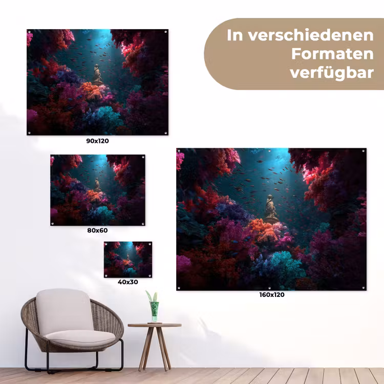 Standbeeld - Zeebodem - Koraal - Kleurrijk tuinposter los doek klein -Xsfeer9_DE