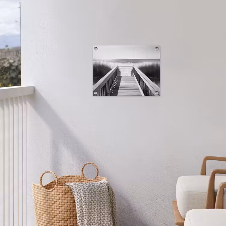 Loopbrug - Hout - Strand - Zee tuinposter los doek klein -sfeer8