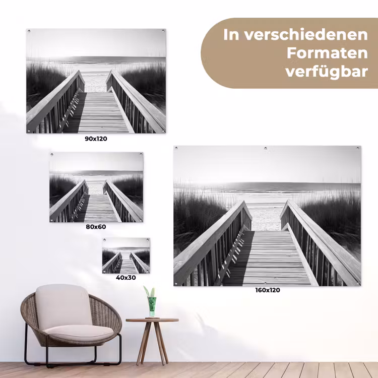 Loopbrug - Hout - Strand - Zee tuinposter los doek klein -Xsfeer9_DE