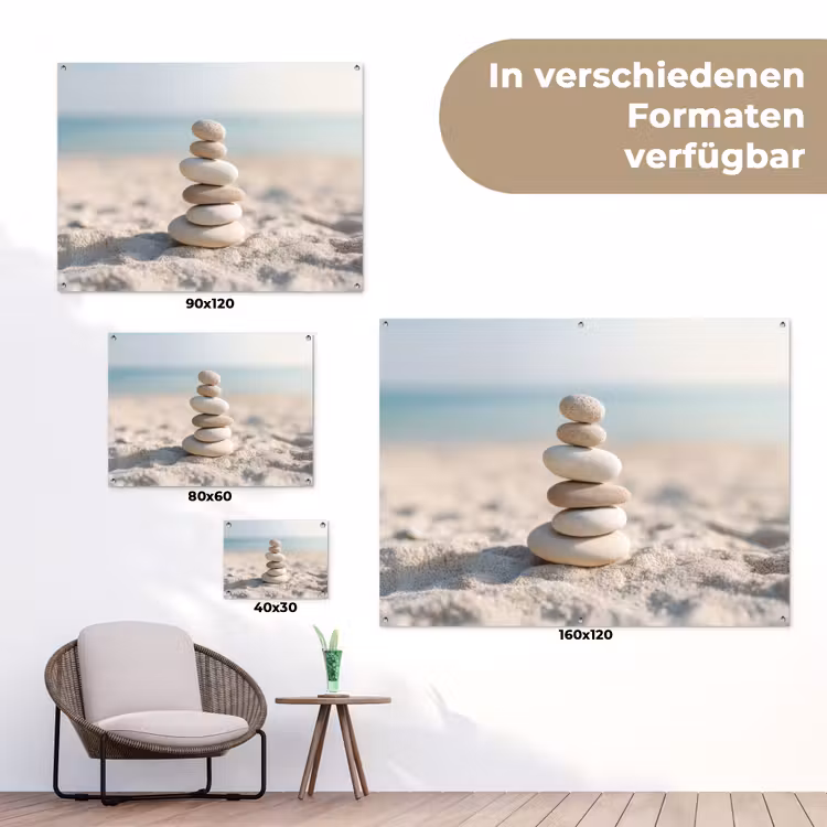 Stenen - Stapel - Zand - Zee tuinposter los doek klein -Xsfeer9_DE