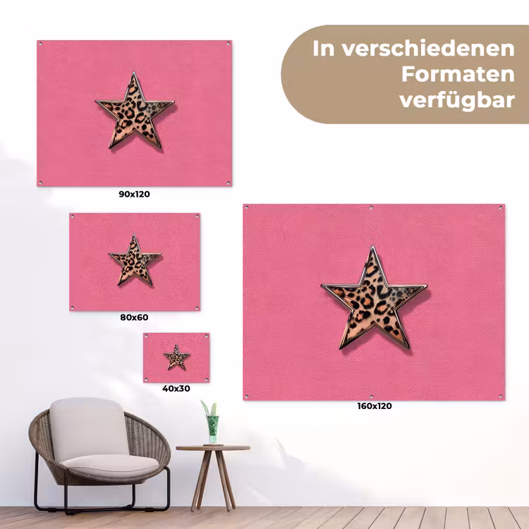 Ster - Luipaard - Print - Roze tuinposter los doek klein -Xsfeer9_DE