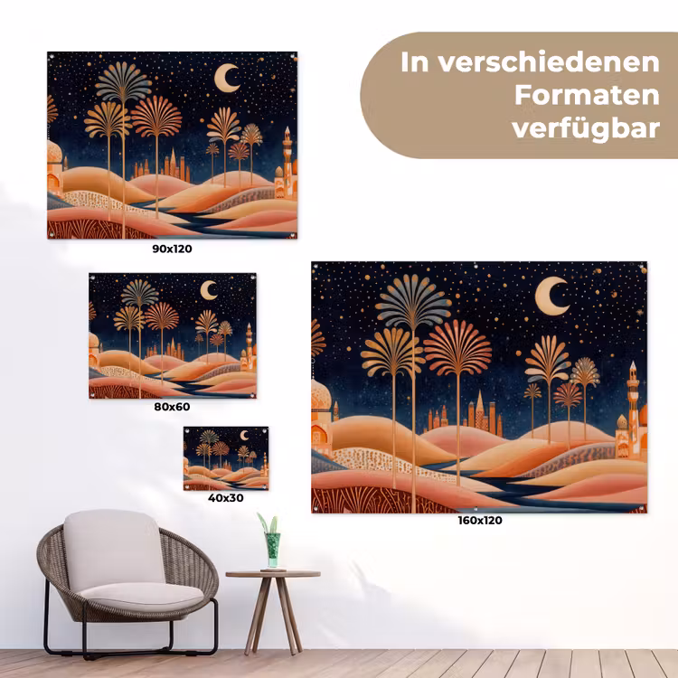 Sterrenhemel - Palmen - Rivier tuinposter los doek klein -Xsfeer9_DE