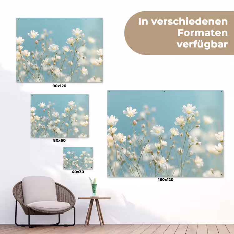 Stengels - Bloemen - Lucht - Wit tuinposter los doek klein -Xsfeer9_DE