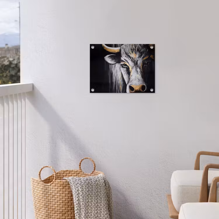 Stier - Hoorns - Snuit - Goud tuinposter los doek klein -sfeer8