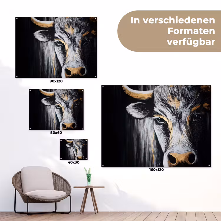 Stier - Hoorns - Snuit - Goud tuinposter los doek klein -Xsfeer9_DE