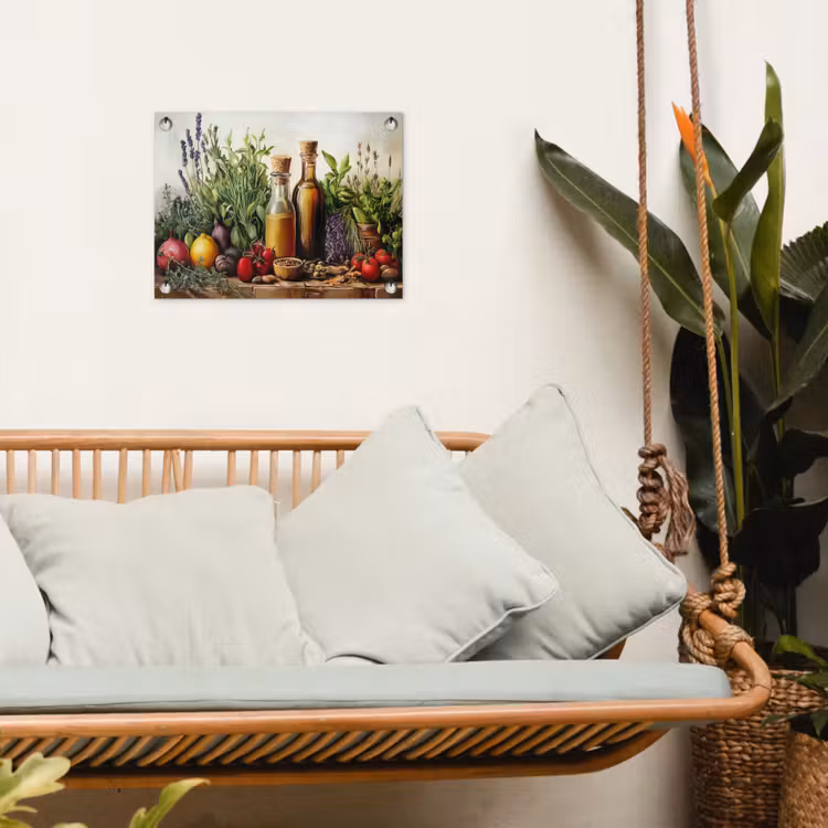 Stilleven - Kruiden - Specerijen - Fruit - Kleurrijk tuinposter los doek klein -sfeer7