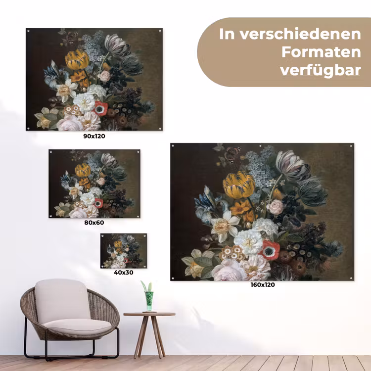 Stilleven met bloemen - Schilderij van Eelke Jelles Eelkema tuinposter los doek klein -Xsfeer9_DE