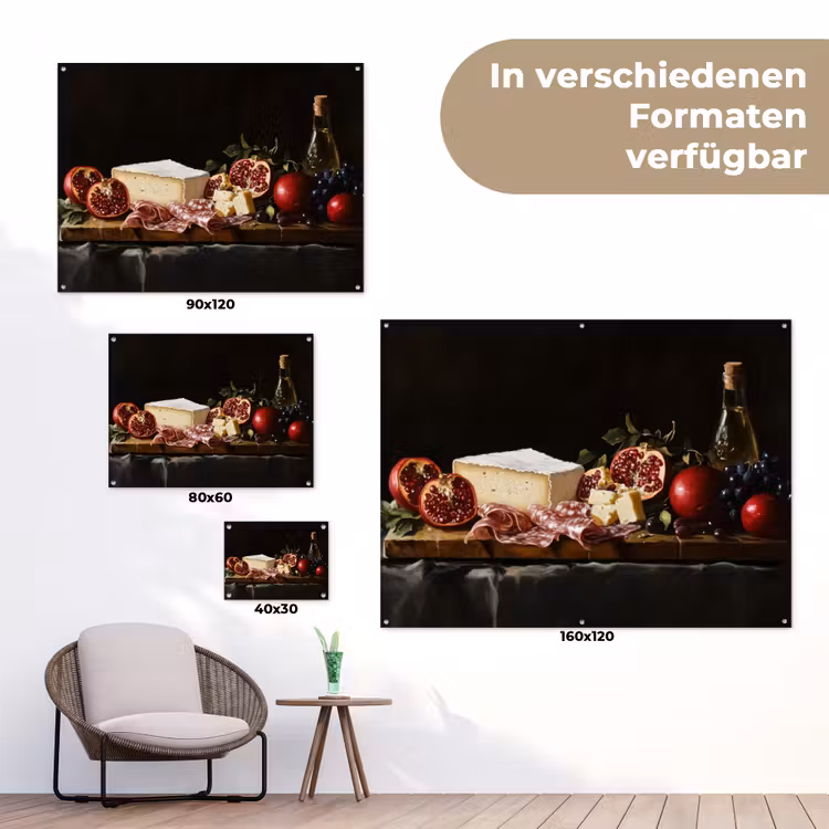 Stilleven - Vintage - Borrelplank tuinposter los doek klein -Xsfeer9_DE
