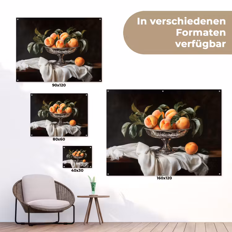 Stilleven - Perziken - Vintage tuinposter los doek klein -Xsfeer9_DE
