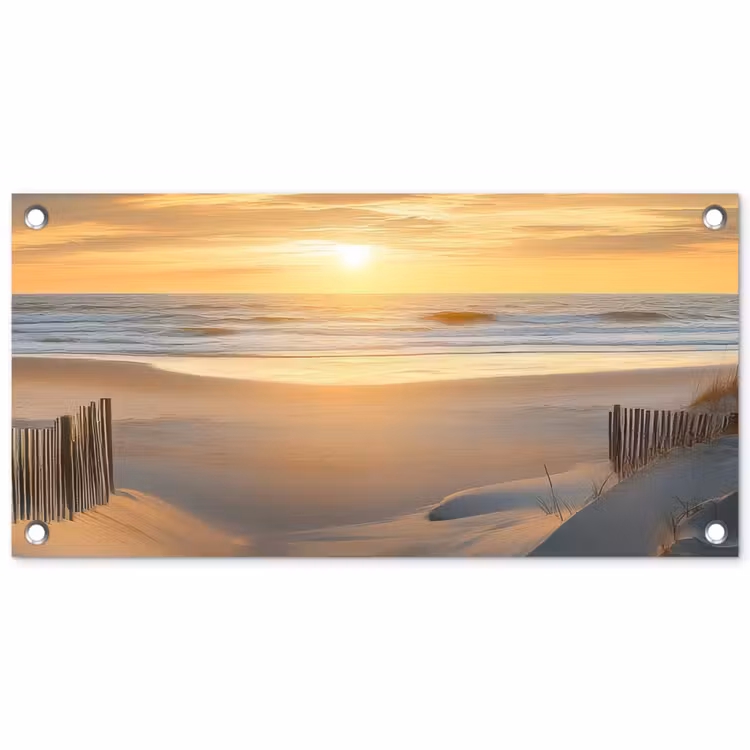 Strand - Duinen - Zonsondergang tuinposter los doek klein -3d