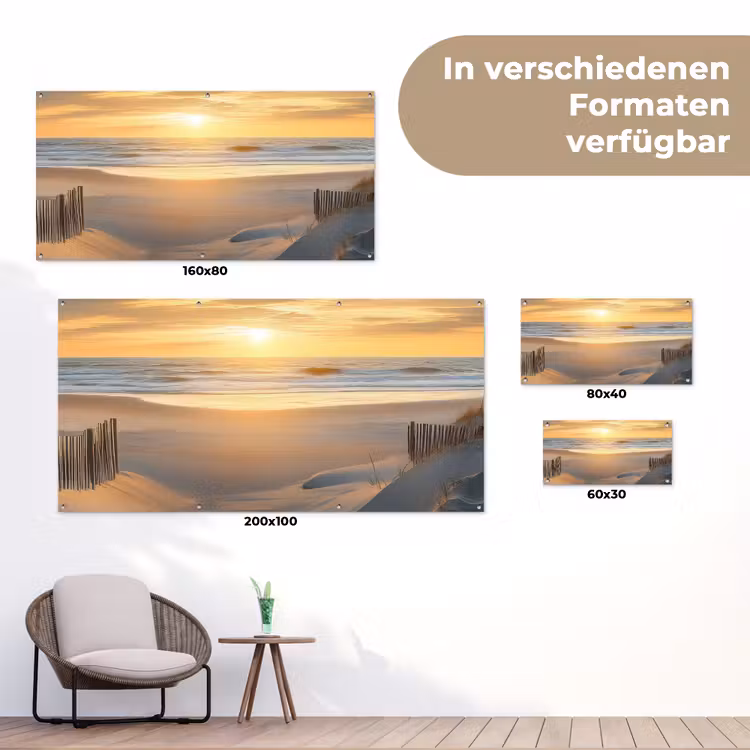 Strand - Duinen - Zonsondergang tuinposter los doek klein -Xsfeer9_DE
