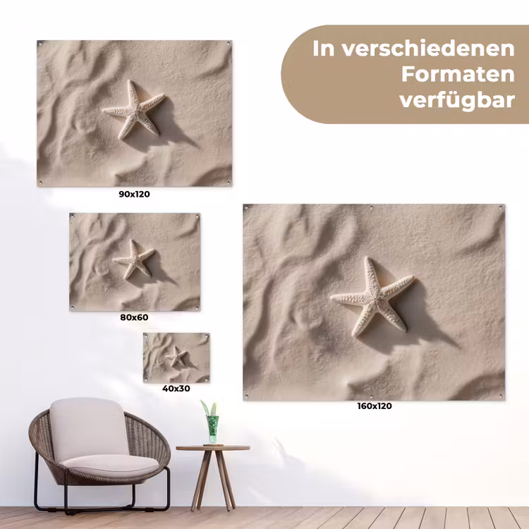 Strand - Zeester - Zand - Beige tuinposter los doek klein -Xsfeer9_DE