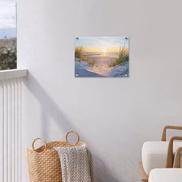 Strand - Zon - Duin - Gras - Zand - Horizon tuinposter los doek klein -sfeer8