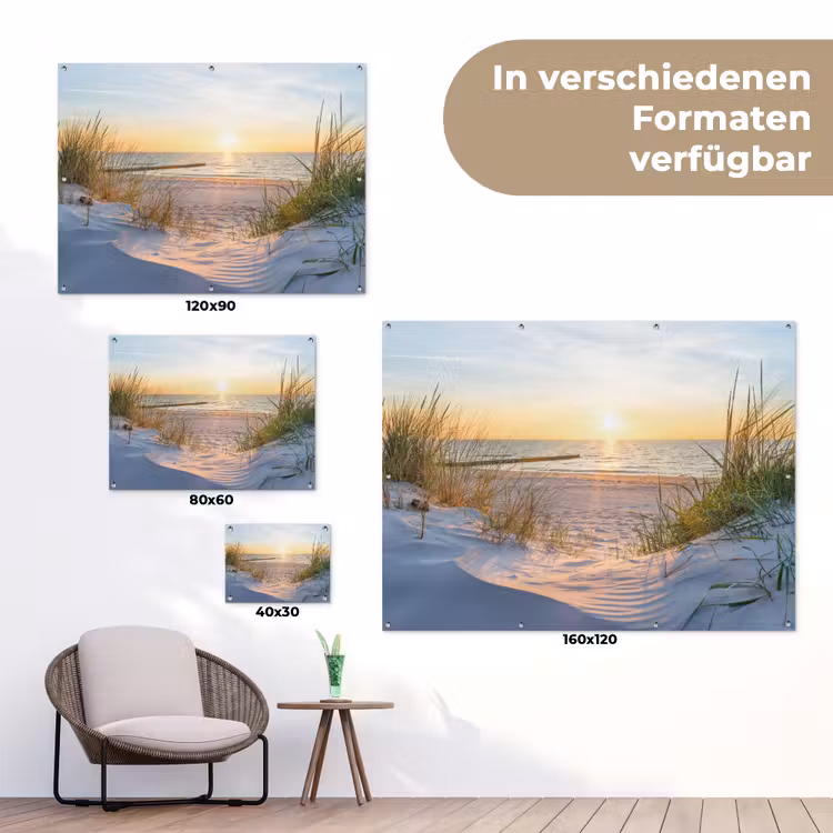 Strand - Zon - Duin - Gras - Zand - Horizon tuinposter los doek klein -Xsfeer9_DE