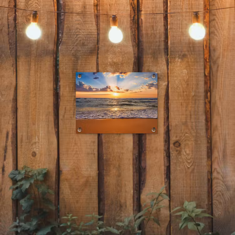 Strand - Zonsondergang - Zee - Wolken - Horizon tuinposter los doek klein -sfeer1