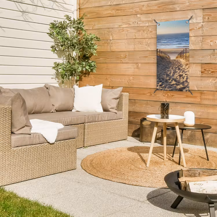 Strandpad bij Zonsondergang tuinposter los doek klein -sfeer4