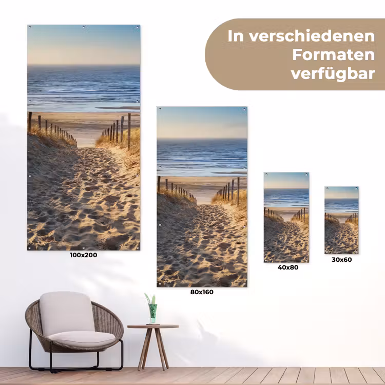 Strandpad bij Zonsondergang tuinposter los doek klein -Xsfeer9_DE