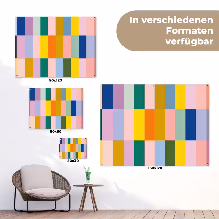 Stroken - Blauw - Patroon - Abstract tuinposter los doek klein -Xsfeer9_DE