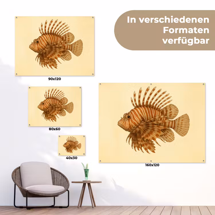Strepen - Vis - Rond - Stekels tuinposter los doek klein -Xsfeer9_DE