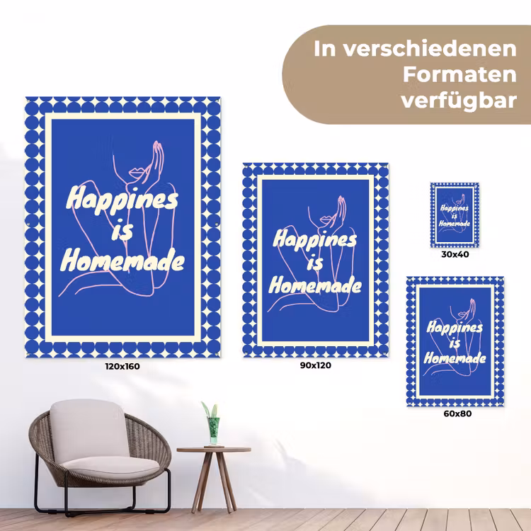 Lijntekening - Vrouw - Quote - Blauw tuinposter los doek klein -Xsfeer9_DE