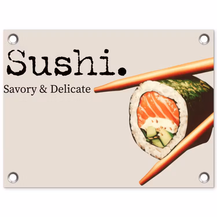 Sushi - Zalm - Rijst - Japans tuinposter los doek klein -3d