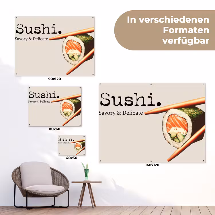 Sushi - Zalm - Rijst - Japans tuinposter los doek klein -Xsfeer9_DE