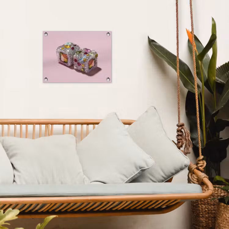 Sushi - Rolletjes - Steentjes - Kleurrijk tuinposter los doek klein -sfeer7